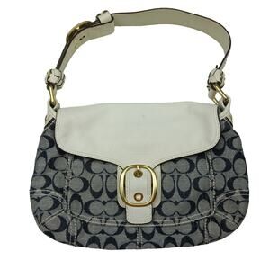 2007 Coach Resort Collection Signature Denim Parchment Leather Bleecker Bag